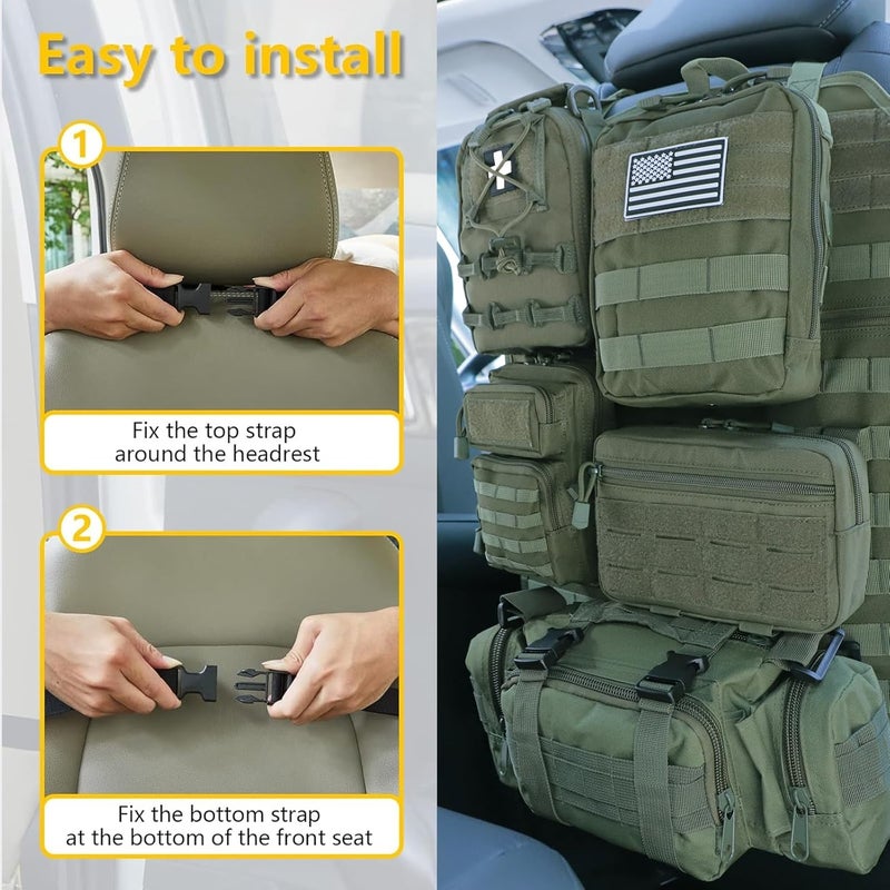 Jimikay Universal Tactical Seat ​Back Organizer Vehicle Molle Panel Organizer Storage Bag with 5 Detachable Molle Pouch for All Vehicel Such as Jeep,Truck,SUV, Car, Ford,Chevy etc - Image 3